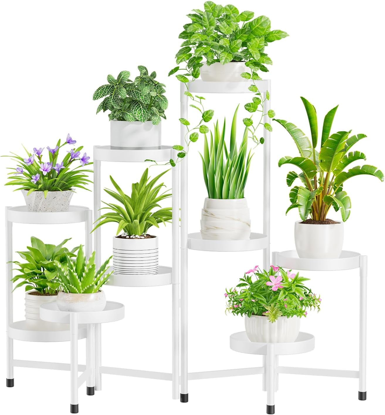 5 Tier Metal Plant Stand for Indoor Outdoor, Foldable Corner Tall Plant ...