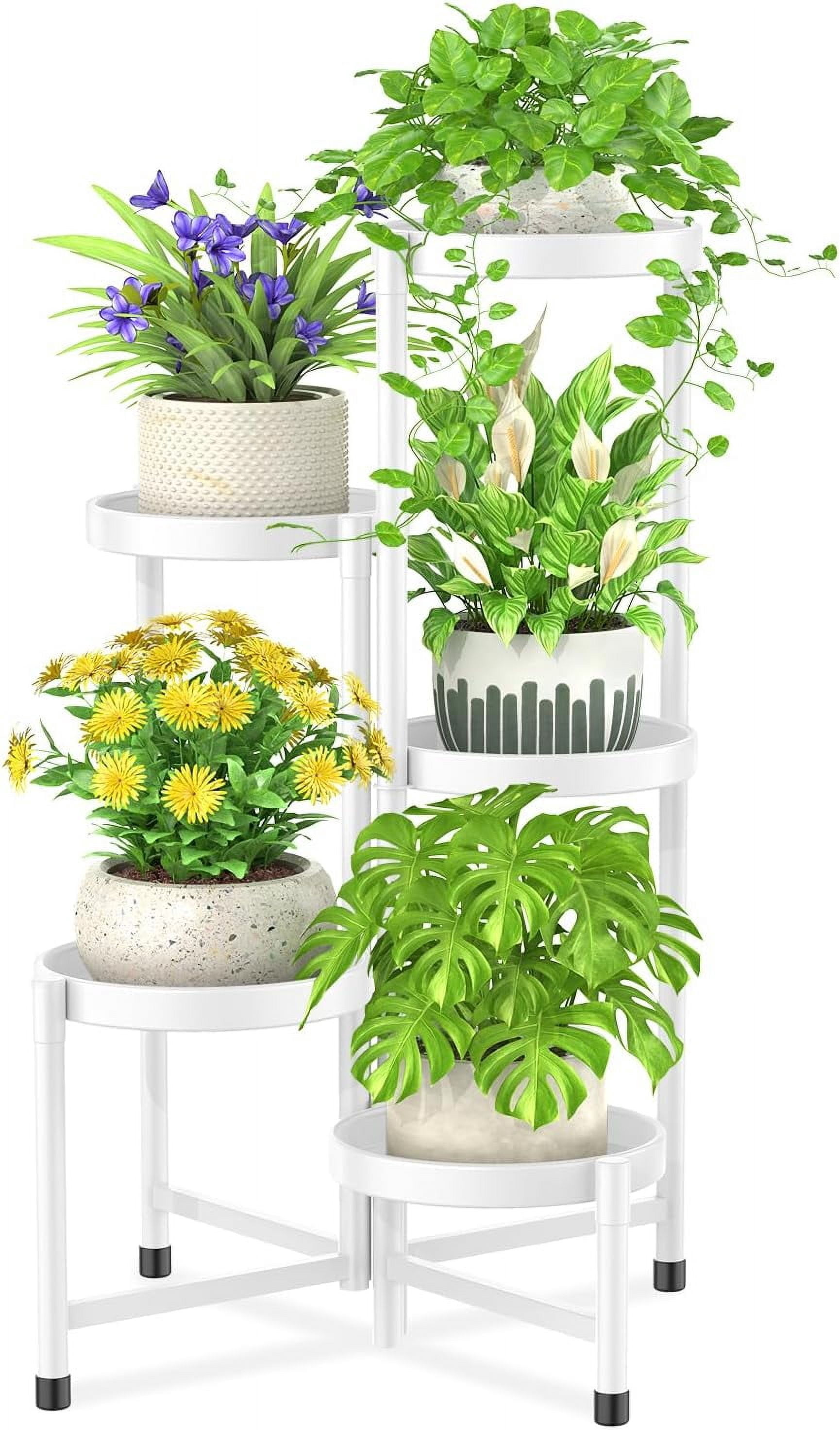 5 Tier Metal Plant Stand for Indoor Outdoor, Foldable Corner Tall Plant ...