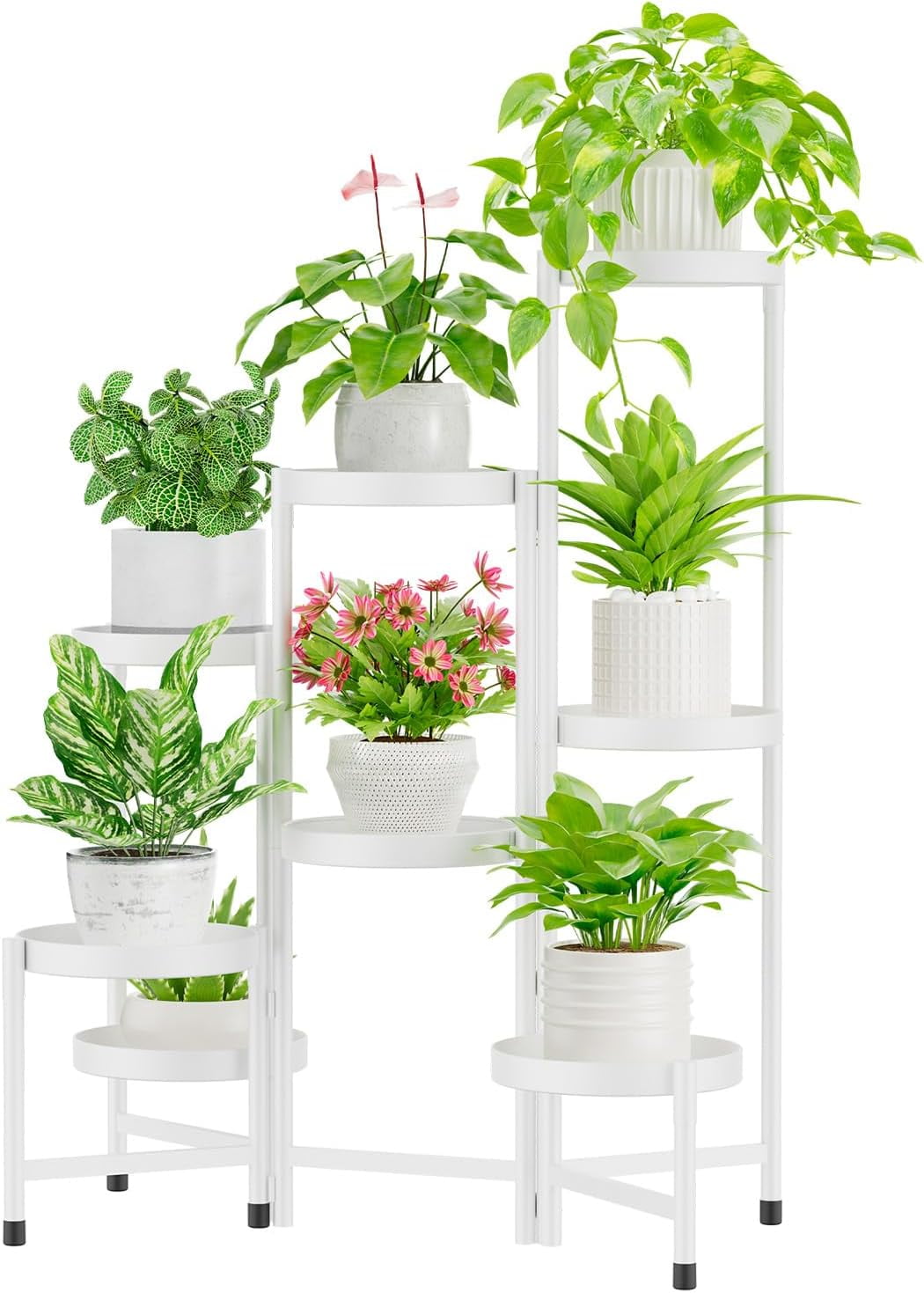 5 Tier Metal Plant Stand for Indoor Outdoor, Foldable Corner Tall Plant ...