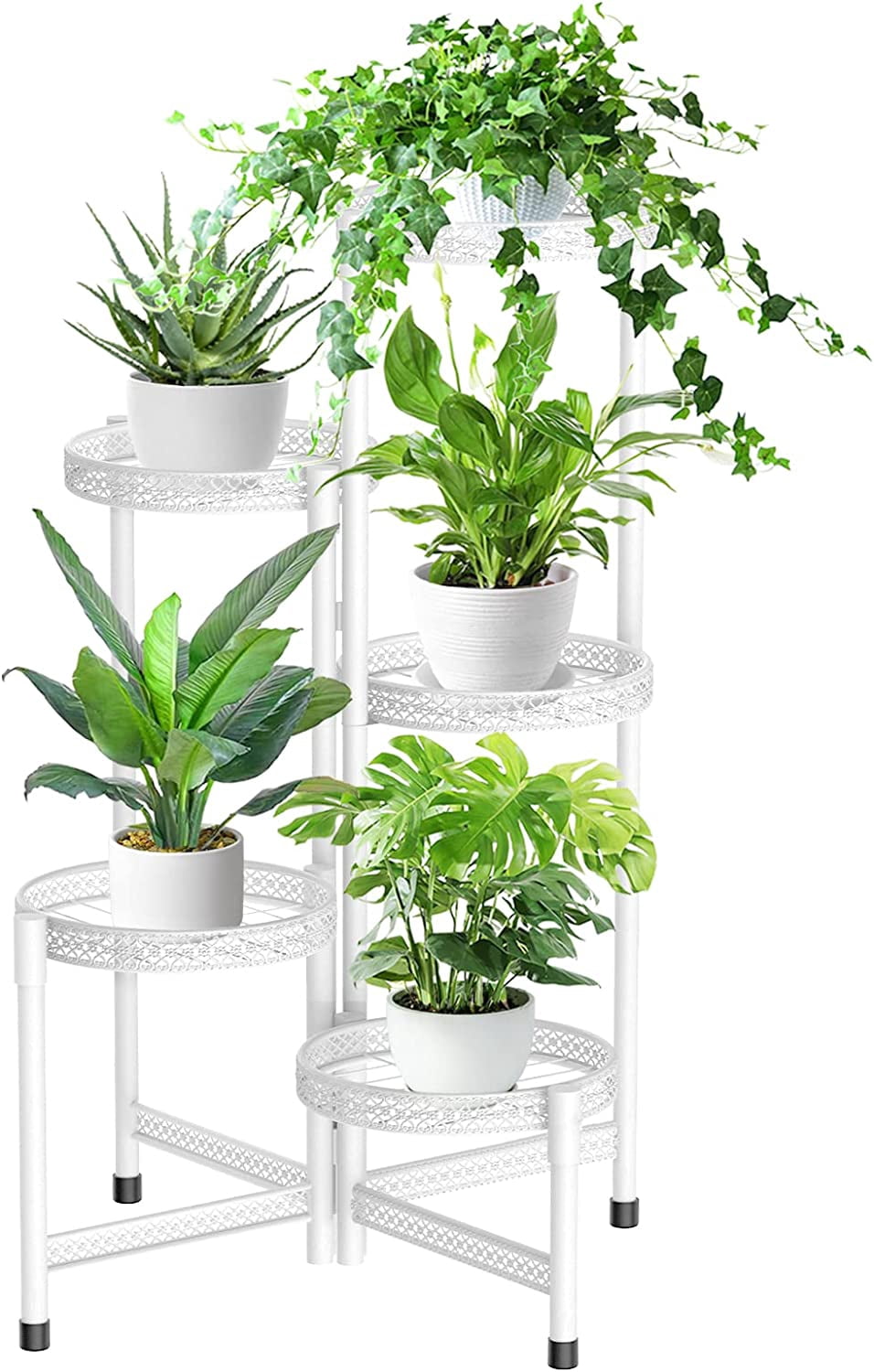 5 Tier Metal Plant Stand for Indoor Outdoor, Foldable Corner Tall Plant ...