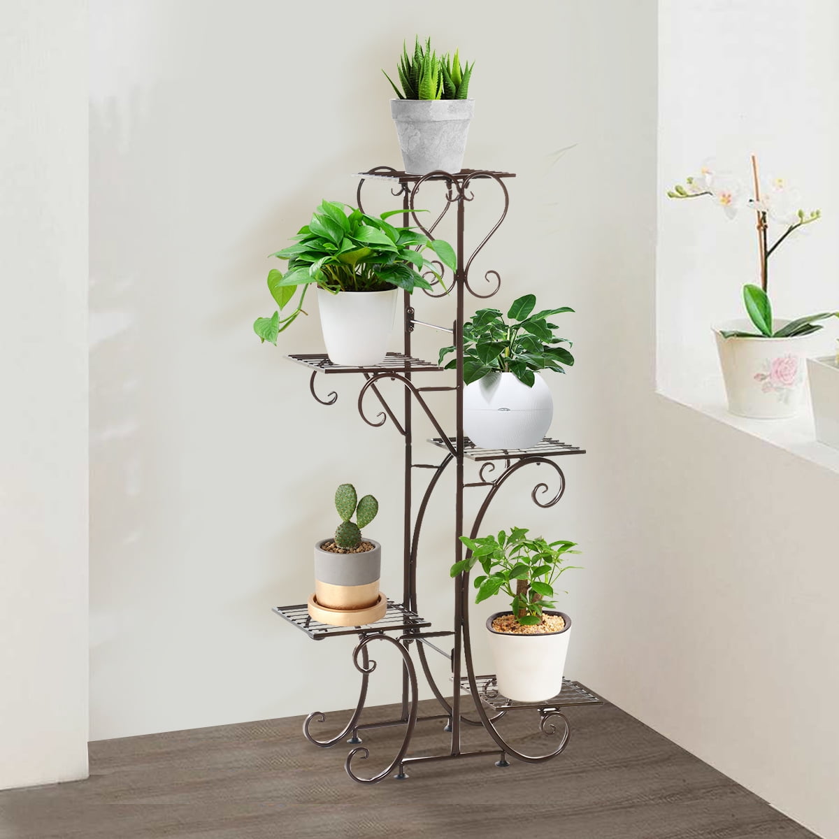 5 Tier Metal Plant Stand Indoor Outdoor Multiple Flower Pot Holder Storage Stand for Patio