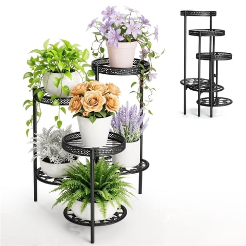 UNTIMATY Plant Stands, 6 Tier Metal Plant Stand for Indoor Outdoor, Foldable Plant Shelf for Living Room Patio Garden Corner Balcony