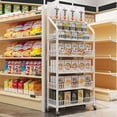 thumbnail image 1 of 5 Tier Metal Retail Display Rack, Floor Stand for Snack Display, Storage Shelf Organizer for Potato Chip Snack, Concession Stands with Wheels and Hooks, 1 of 8