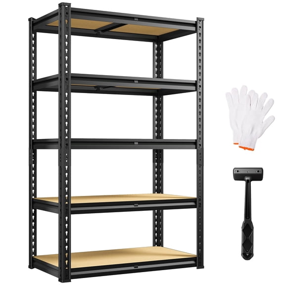 5 Tier Metal Shelving Unit 2020LBS,28"W Space Saving Heavy Duty Garage Storage Shelves for Small Spaces,Boltless Storage Rack with Wall Anchors for Pantry,Basement,28" W x 12" D x 59.8" H Black