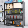 thumbnail image 1 of 5-Tier Metal Shelving Unit, 3250lbs Adjustable Storage Shelves, Boltless Book Shelf, Shelf Organizer for Kitchen, Living Room, Bathroom, Waterproof Board, 63" H x 28" W x 14" D, Black, 1 of 12