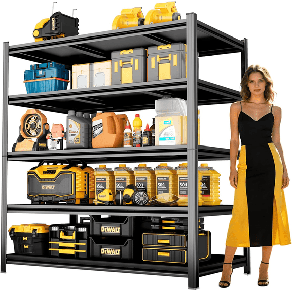 5-Tier Metal Shelving Unit, 3250lbs Adjustable Storage Shelves, Boltless Book Shelf, Shelf Organizer for Kitchen, Living Room, Bathroom, Waterproof Board, 72" H x 40" W x 18" D