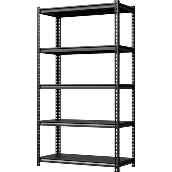 5-Tier Metal Shelving Unit, 36"x16"x72" Garage Storage Shelves, 3850 Lbs Capacity, Adjustable Steel Storage Rack, Matte Black, Heavy Duty Organiser Paint