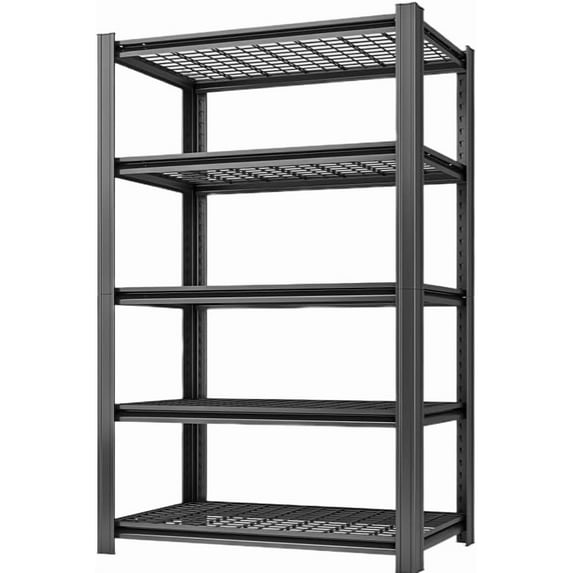 5 Tier Metal Shelving Unit, Adjustable Storage Shelves, 72" H x 35.43" W x 15.8" D Heavy Duty Garage Shelves for Warehouse, Basement, Kitchen, Pantry, Living Room, Black