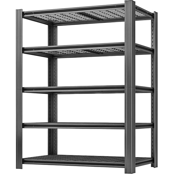 5 Tier Metal Shelving Unit, Adjustable Storage Shelves, 84" H x 55" W x 24" D Heavy Duty Garage Shelves for Warehouse, Basement, Kitchen, Pantry, Living Room, Black (5T 84 * 55 * 24)