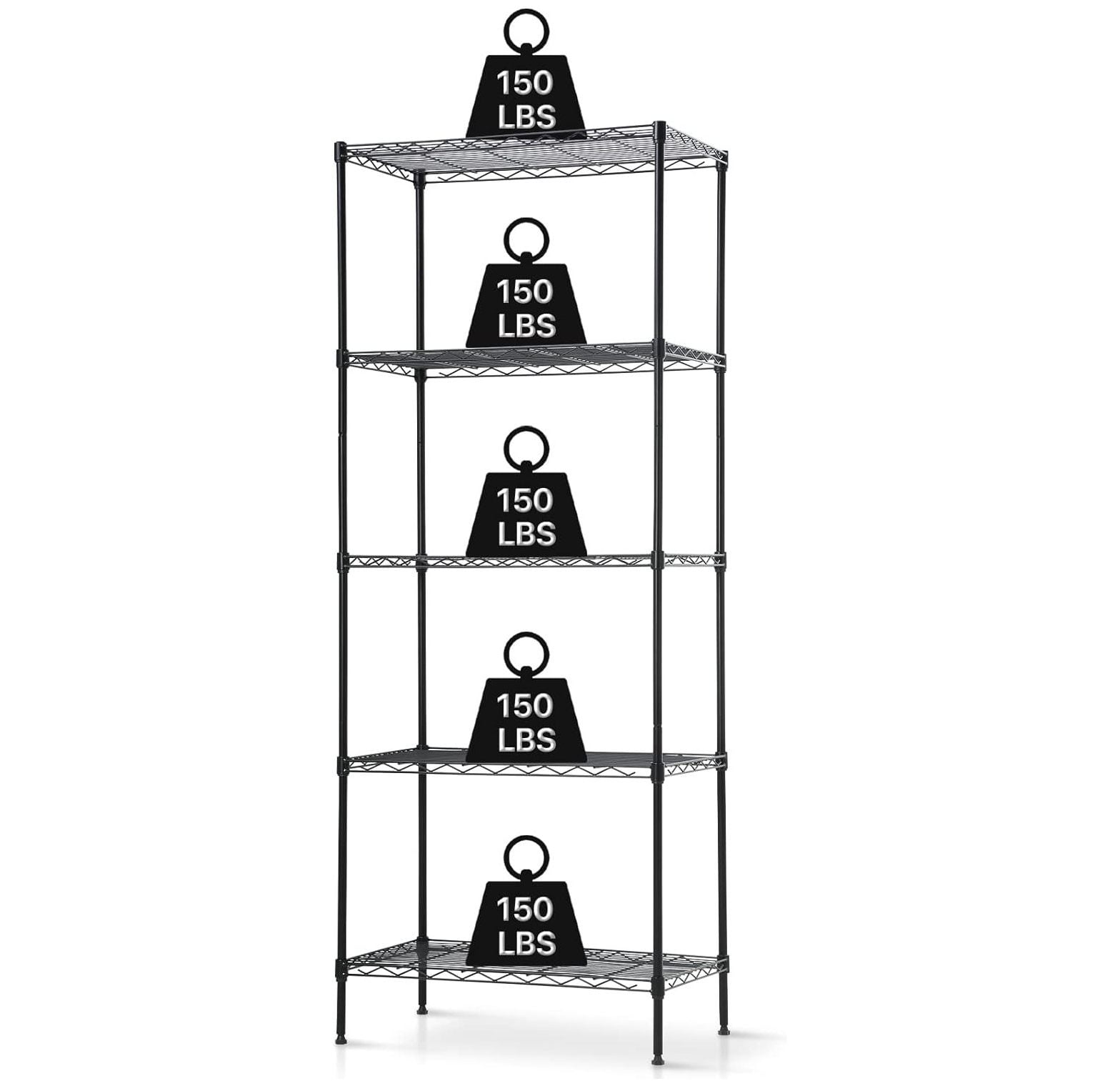 5Tier Metal Shelving Unit, Heavy Duty Storage Shelves Hold 750LBS NSF