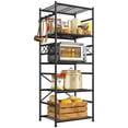 thumbnail image 1 of 5-Tier Metal Shelving Unit with Hooks and Leveling Feet - Sturdy, Wobble-Free Storage Rack for Garage, Kitchen, Pantry , 17.7"W x 11.8"D x 72.2"H, Black, 1 of 9