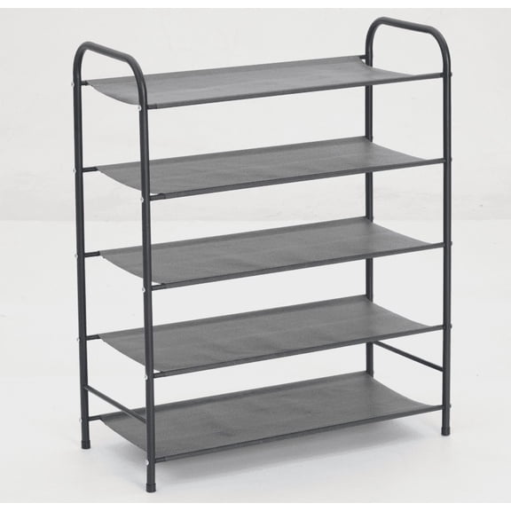 5 Tier Metal Shoe Rack, HONEIER Adjustable Shoe Shelf Free Standing Shoe Storage Organizer for Closet Entryway Bedroom, Black
