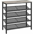 thumbnail image 1 of 5-Tier Metal Shoe Rack for Entryway & Closet – Industrial Style, Spacious Floor Mount with Adjustable Mesh Shelves, Holds 16-20 Pairs, Greige, 1 of 7