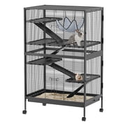 5-Tier Metal Small Animal Cage with Wheels, Indoor Critter Nation Cage with Platforms, Ramps, Hammock & Removable Tray for Rats, Ferrets, Chinchillas, Guinea Pigs