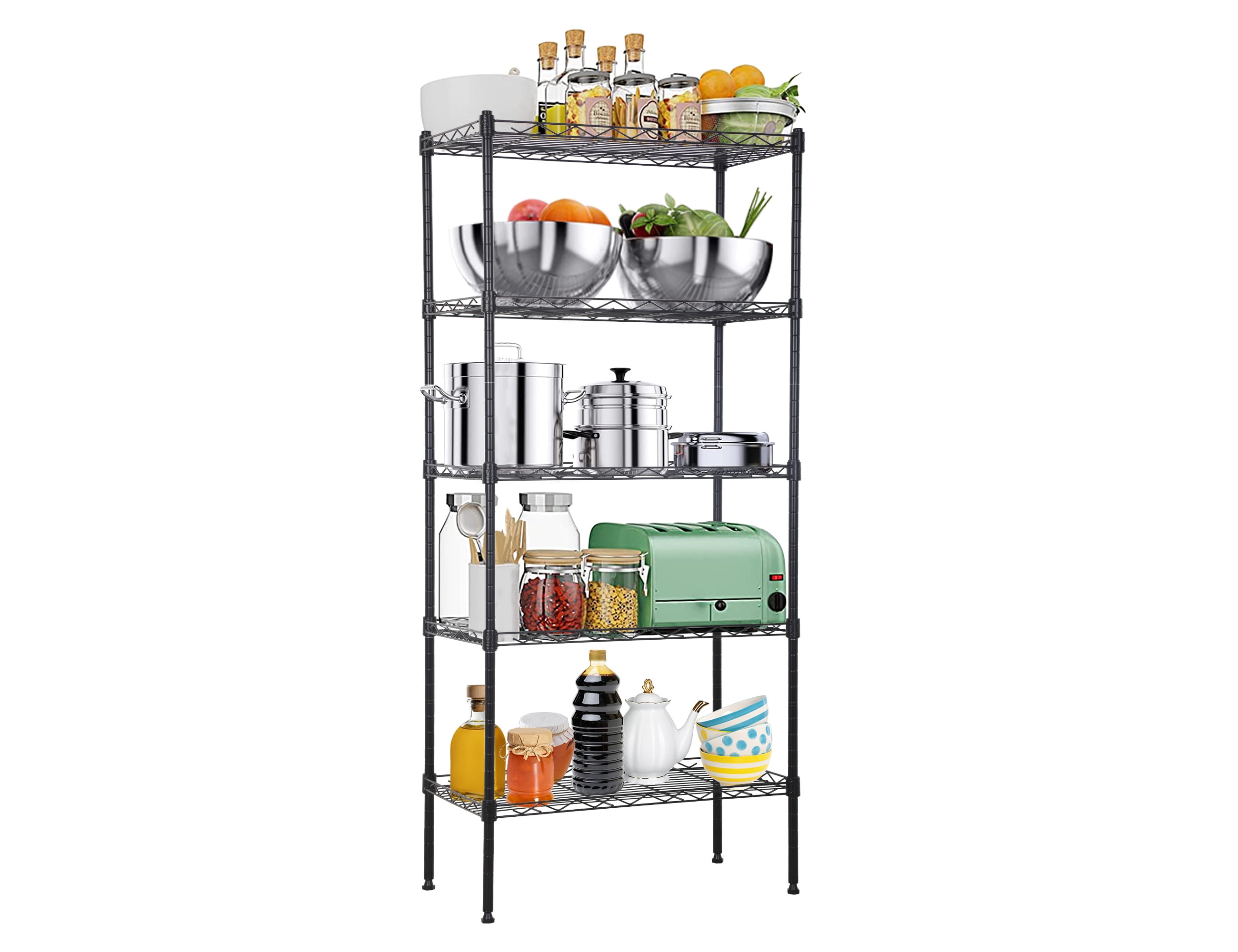 5 Tier Metal Storage Shelves, Adjustable Wire Shelving Unit Storage NSF