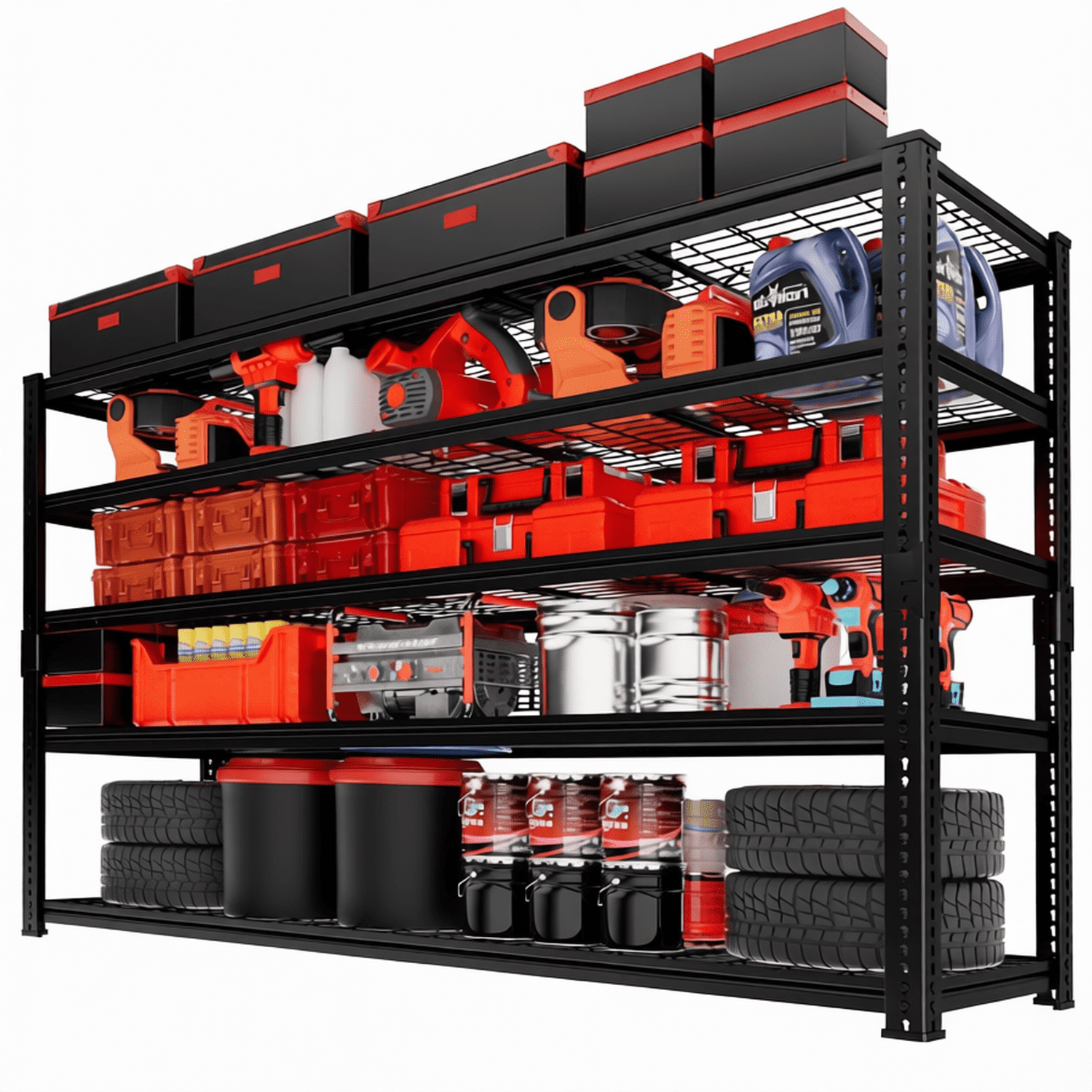 Wire Store Rack 5-Tier Metal Storage Shelving Unit, 3300 LBS Heavy Duty Adjustable Wire ...