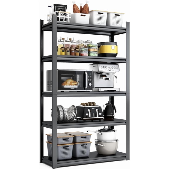 5-Tier Metal Storage Shelving Unit, 35.4W x 15.7D x 72H inches, 2000 lbs Capacity, Boltless Design, Adjustable Shelves, Split-Compatible