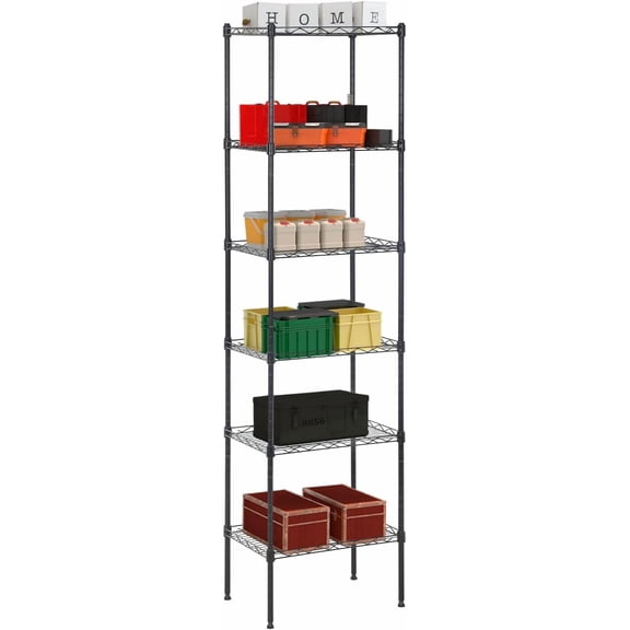 5-Tier Metal Storage Shelving Unit, 47.6" H x 16.7" W x 11.8" D Adjustable Wire Shelf Organizer, 750 lbs Max Load Heavy Duty Standing Rack for Kitchen, Pantry, Garage, Office