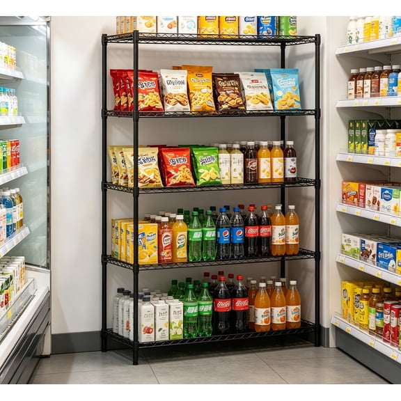 5-Tier Metal Storage Shelving Unit, Heavy-Duty Adjustable Utility Shelf with V-Shaped Wire Rack, 4000 lbs Storage Organizer for Home, Kitchen, Garage, Basement, 48"L x 18"W x 72.5"H