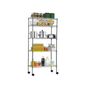 5 Tier Metal Wire Shelving Unit with Wheels, Large Adjustable NSF Certified Storage Rack Shelves 1100 LBS Weight Capacity Standing Heavy Duty Shelf Organizer for Bakers Kitchen Laundry Pantry