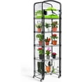 thumbnail image 1 of 5-Tier Mini Greenhouse with Caster Wheels, Each Shelf Height Adjustable Metal Plant Shelf with PVC Cover for Seed Starting Trays, Seedling Pots, Plant Pots, 11x16x57inch, 1 of 6