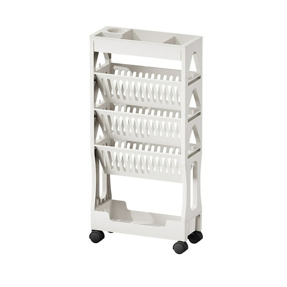 5-Tier Mobile Bookshelf, Rolling Bookcase Book Storage Rack, Movable File Folder Organizer Cart with Wheels for Home Study Office Living Room Classroom