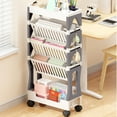 thumbnail image 1 of 5-Tier Mobile Bookshelf, Rolling Bookcase Book Storage Rack, Movable File Folder Organizer Cart with Wheels for Home Study Office Living Room Classroom, 1 of 6