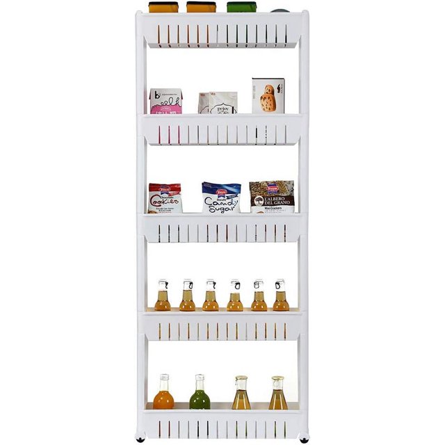 5 Tier Mobile Shelving Unit Organizer Slide Out Storage Tower Slim