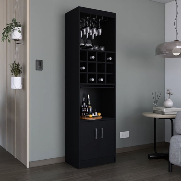 5 - Tier Modern Bar Cabinet | Creates Coffee Bar Station in Living Space | Made of Durable Engineered Wood | Organizes All Items