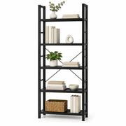 5-Tier Modern Bookshelf, Tall Free Standing Open Bookcase with Metal Frame, Narrow Plant Stand and Display Storage Rack for Living Room, Home Office, Bedroom
