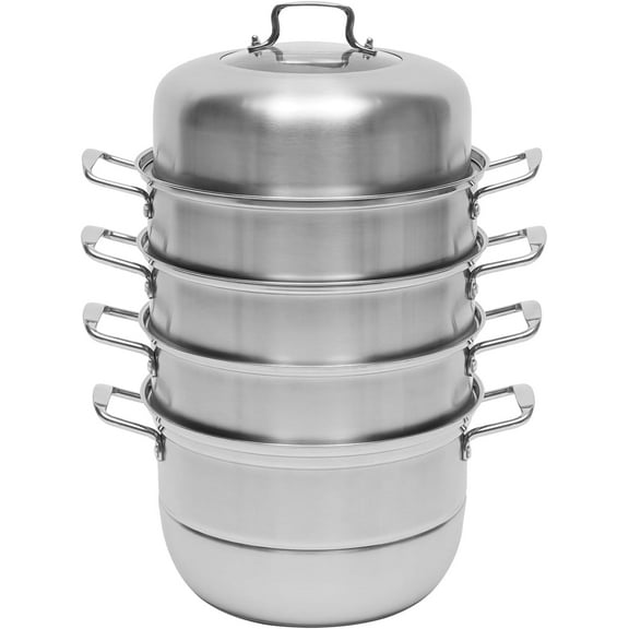 5 Tier Multi Tier Layer Stainless Steel Steamer Pot For Cooking With Stackable Pan Insert/Lid, Diameter 32cm Food Steamers, Vegetable Steamer Cookware Pot