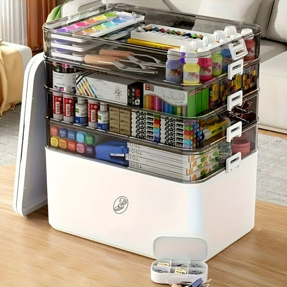 5-Tier Multifunctional Storage Box - Large Capacity Plastic Organizer for Sewing Supplies, Medicine, Hair Accessories & Cosmetics with Handles, Ideal Home Storage Solution