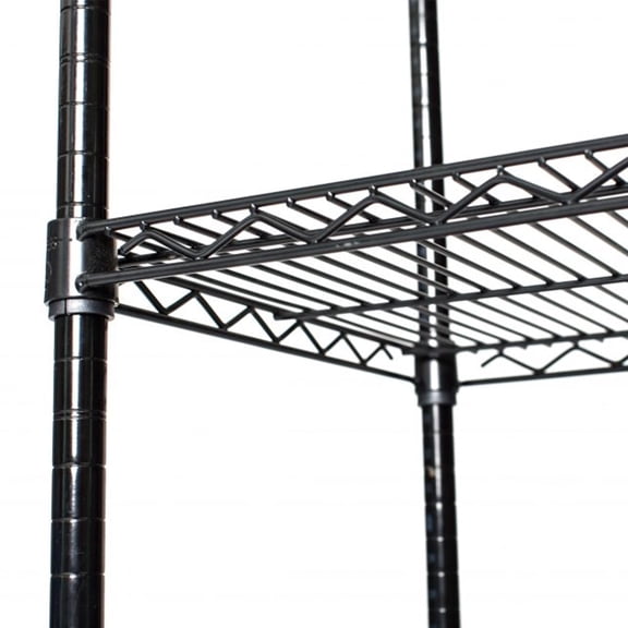 5-Tier NSF Certified Black Steel Wire Shelving with Wheels, Heavy Duty Rolling Storage Rack