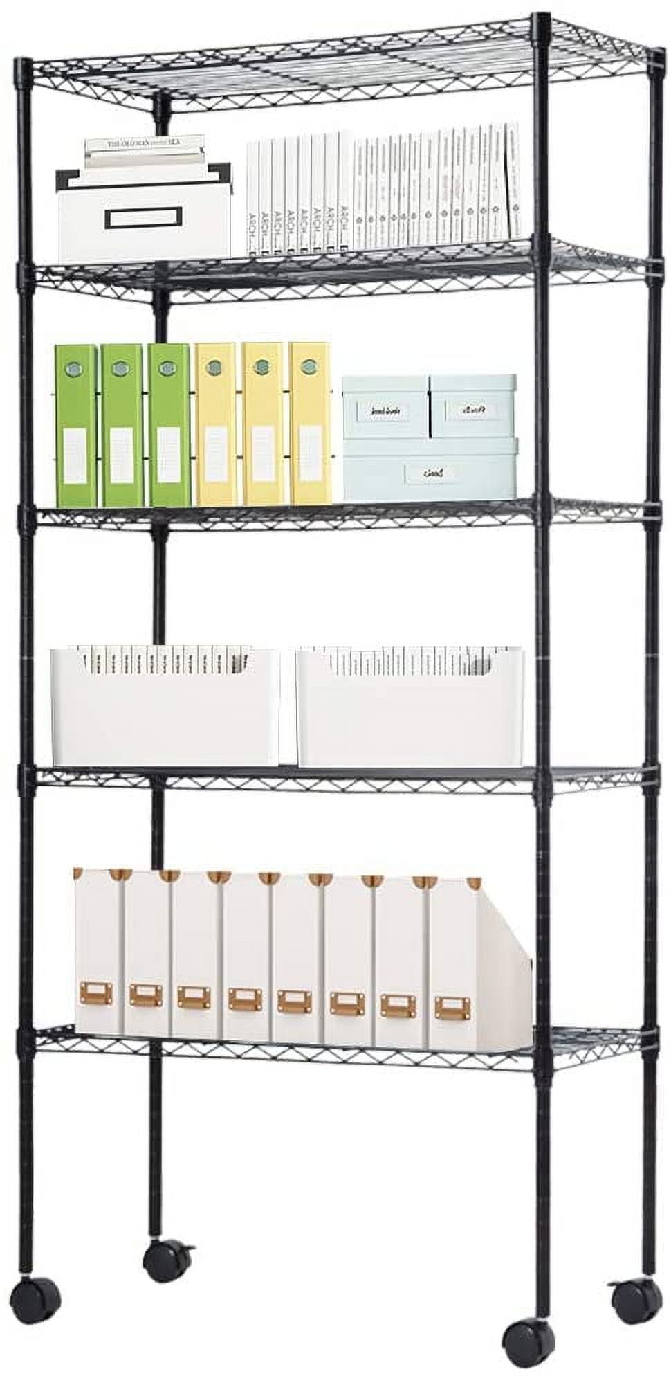 5Tier NSFCertified Steel Wire Shelving with Wheels, Height Adjustable