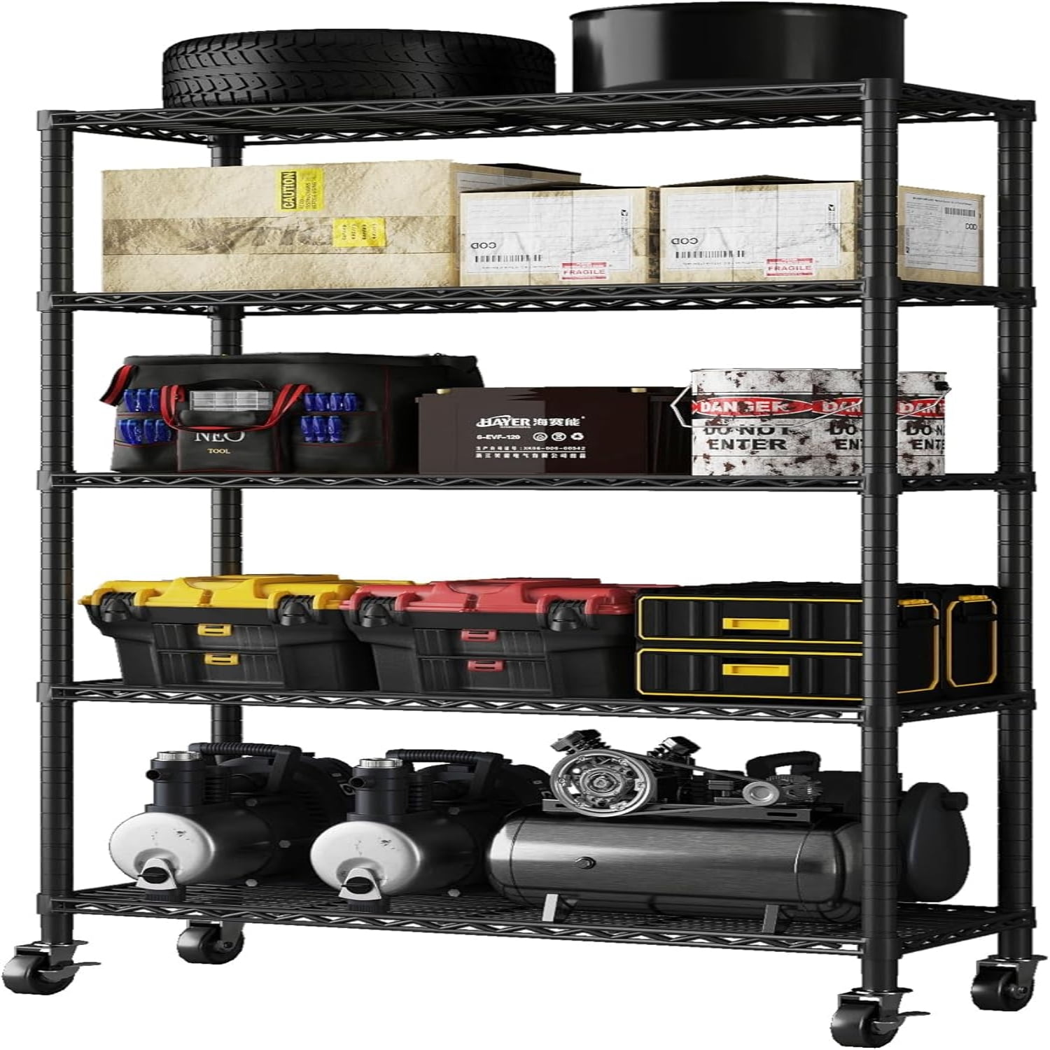 5Tier NSF Certified Storage Shelves Heavy Duty Steel Wire Shelving