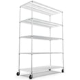 thumbnail image 1 of 5 Tier NSF Metal Shelf Wire Shelving Unit, 6000lbs Capacity Heavy Duty Adjustable Storage Rack with Wheels & Shelf Liners for Commercial Grade Utility Steel Storage Rack , 82"H x 48"L x 24"D - Chrome, 1 of 9