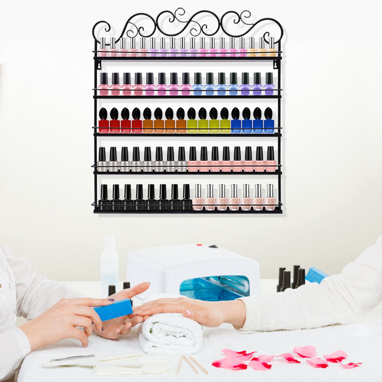 5 Tier Nail Polish Display Wall Rack Metal Organizer Fit Up To 100 ...
