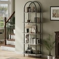 thumbnail image 1 of 5 Tier Open Bookshelf Arched Display Racks Tall Bookshelf Freestanding Open Storage Shelf with Sturdy Metal Frame for Bedroom Living Room Home Office Bathroom Black + Graphite Gray, 1 of 7