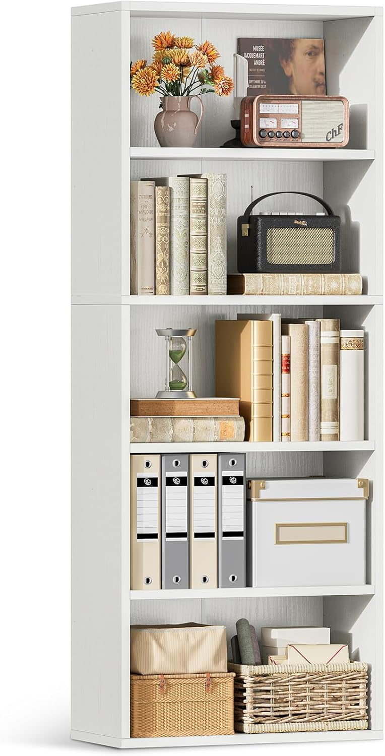 5-Tier Open Bookshelf and Bookcase, Floor Standing Display Storage ...