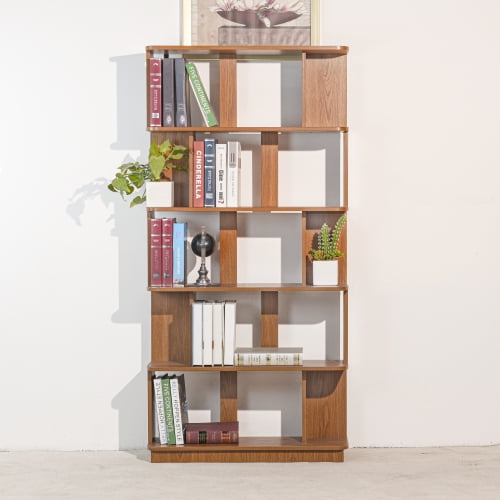 5-Tier Open Storage Bookcase, Modern Freestanding Display Shelving Unit with MDF Wood Shelves, Tall Bookshelf Organizer for Living Room Home Office Bedroom, Dark Oak