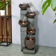 thumbnail image 1 of 5-Tier Outdoor Water Fountains with LED Lights - 39.7" High Resin Waterfall Fountain for Garden and Patio Decor, 1 of 9