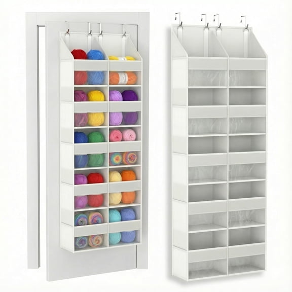 5 Tier Over The Door Hanging Yarn Storage Organizer White For Knitting And Crochet