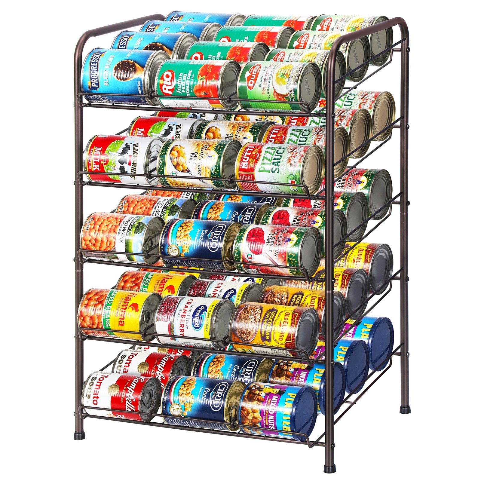 5 Tier Pantry Can Organizer, Large Capacity Can Rack for Kitchen & Cabinet Storage, Brown
