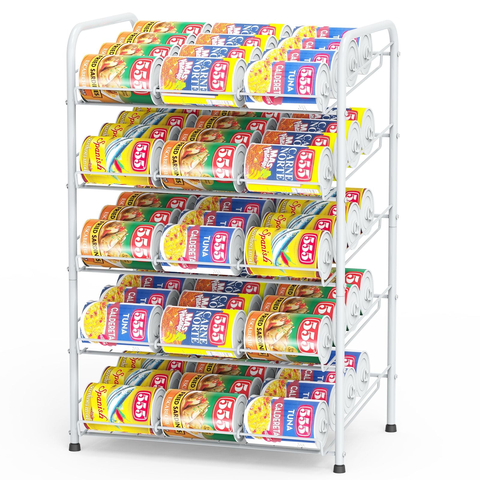 5 Tier Pantry Can Organizer, Large Capacity Can Rack for Kitchen & Cabinet Storage, White