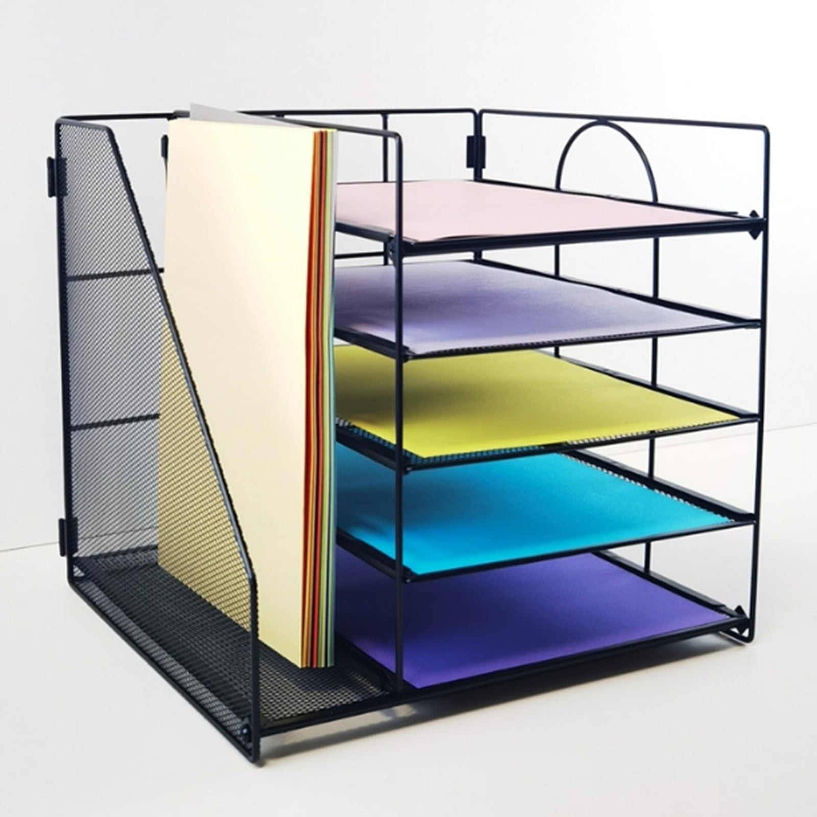 5 Tier Paper Document Organizer With File Rack Desktop Storage For ...