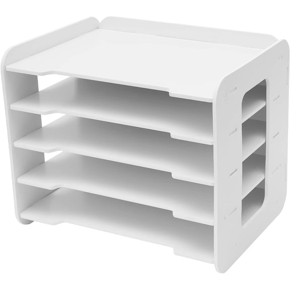 5-Tier Paper Storage Organizer, Stackable Construction Paper Holder and Desktop File Sorter Paper Organizer, Scrapbook Letter Tray Organiser for Office Classroom and Home