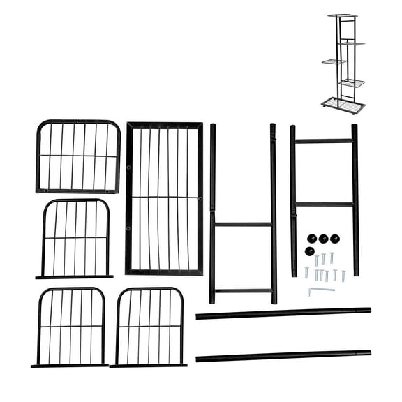 5 Tier Patio Stand Potted Storage Rack Multi-level Plant Stand Balcony Flowerpot Holder 43X22CM Black