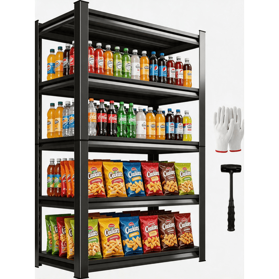 5 Tier Plant Shelf 72"H x 40"W x 18"D,Heavy Duty Storage Shelves,Adjustable Steel Shelving Unit,3000 LBS Capacity Waterproof Rustproof Metal Rack for Home Garage Pantry Organization,Black