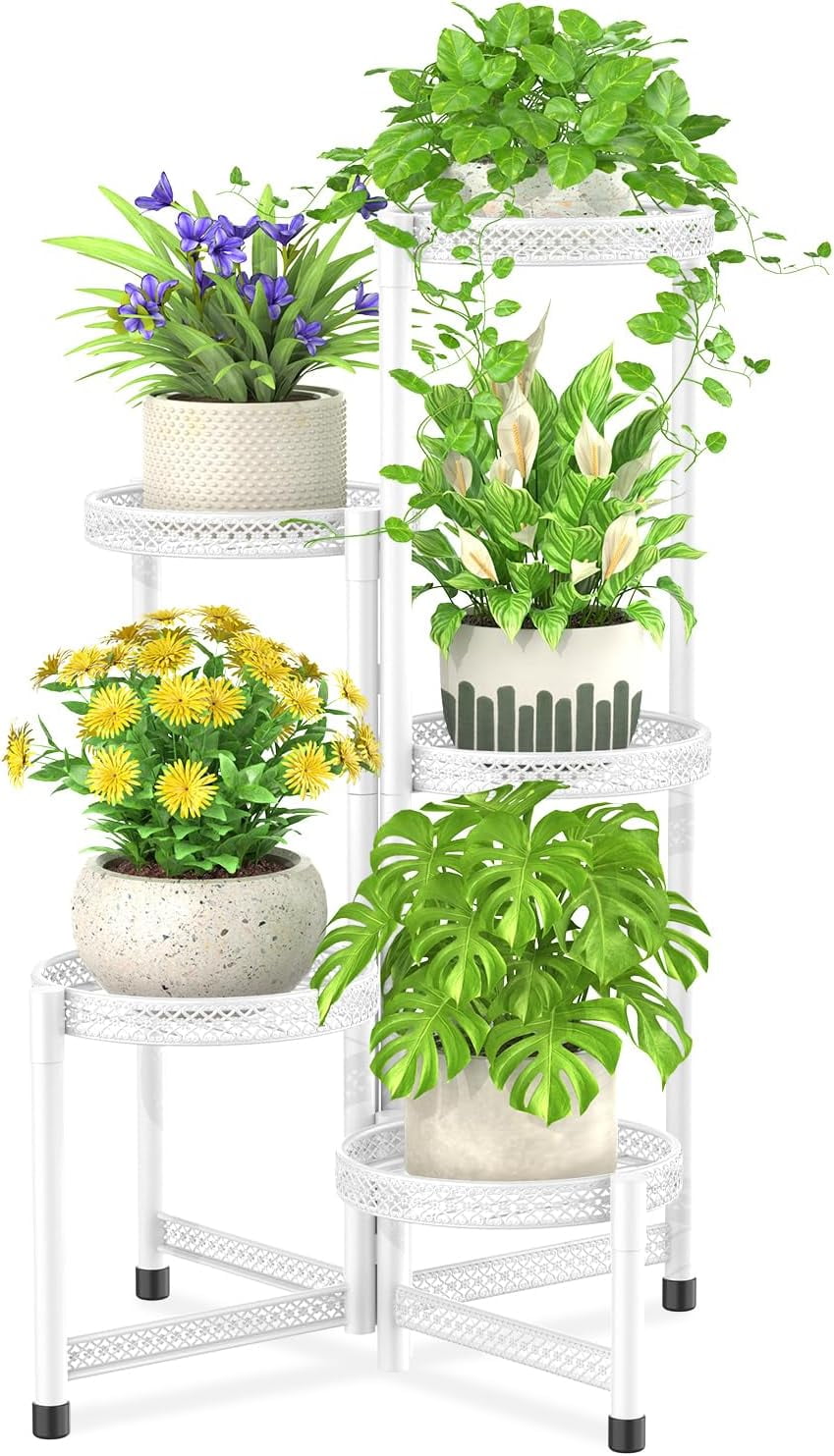 5 Tier Plant Stand for Indoor Outdoor, Folding Tiered Corner Flower ...
