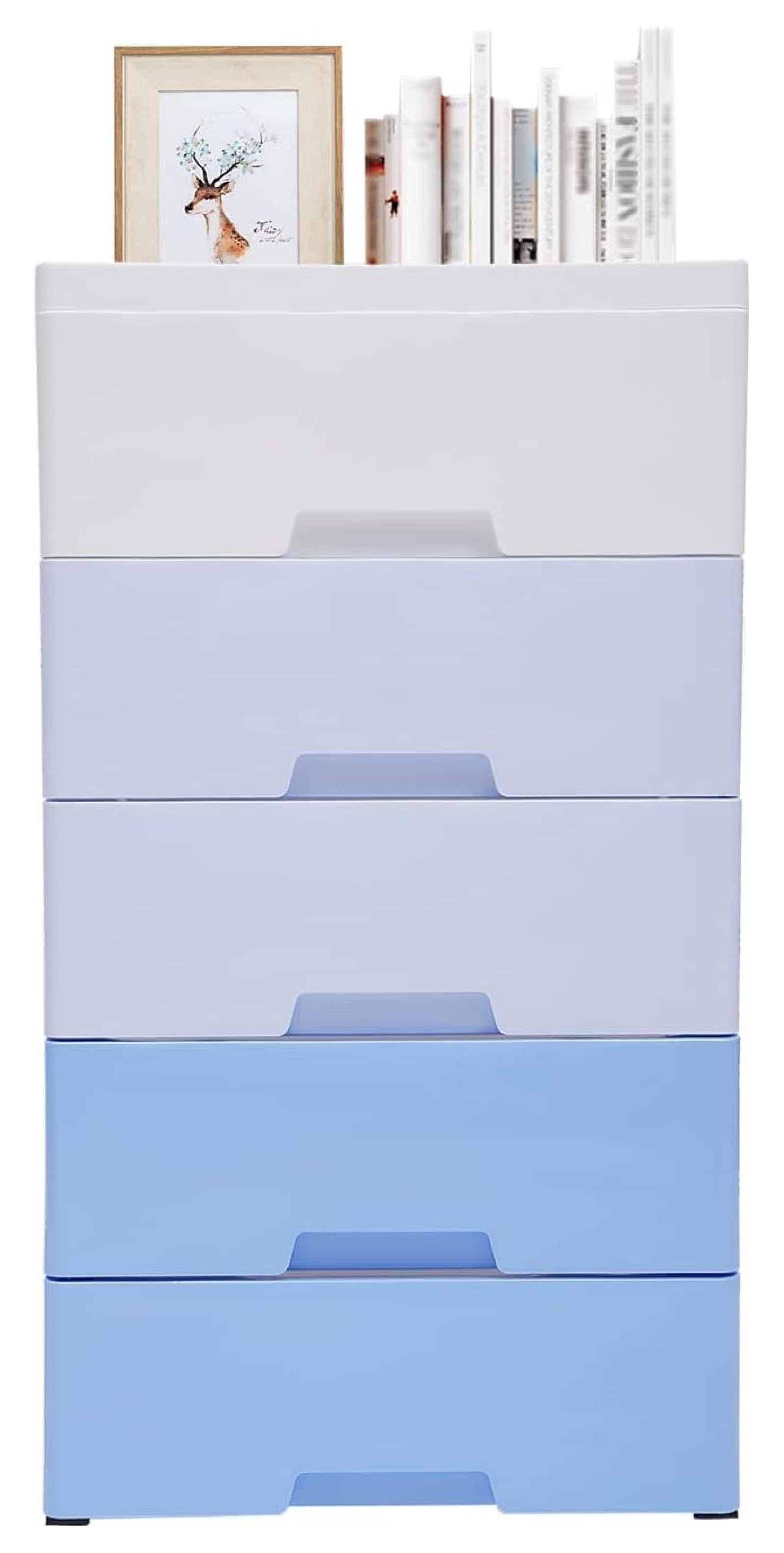 Storage 5 Drawers Stackable 5 Tier Plastic Drawers Dresser, Stackable Vertical Tall Standing Dresser, Storage Cart Organizer ...